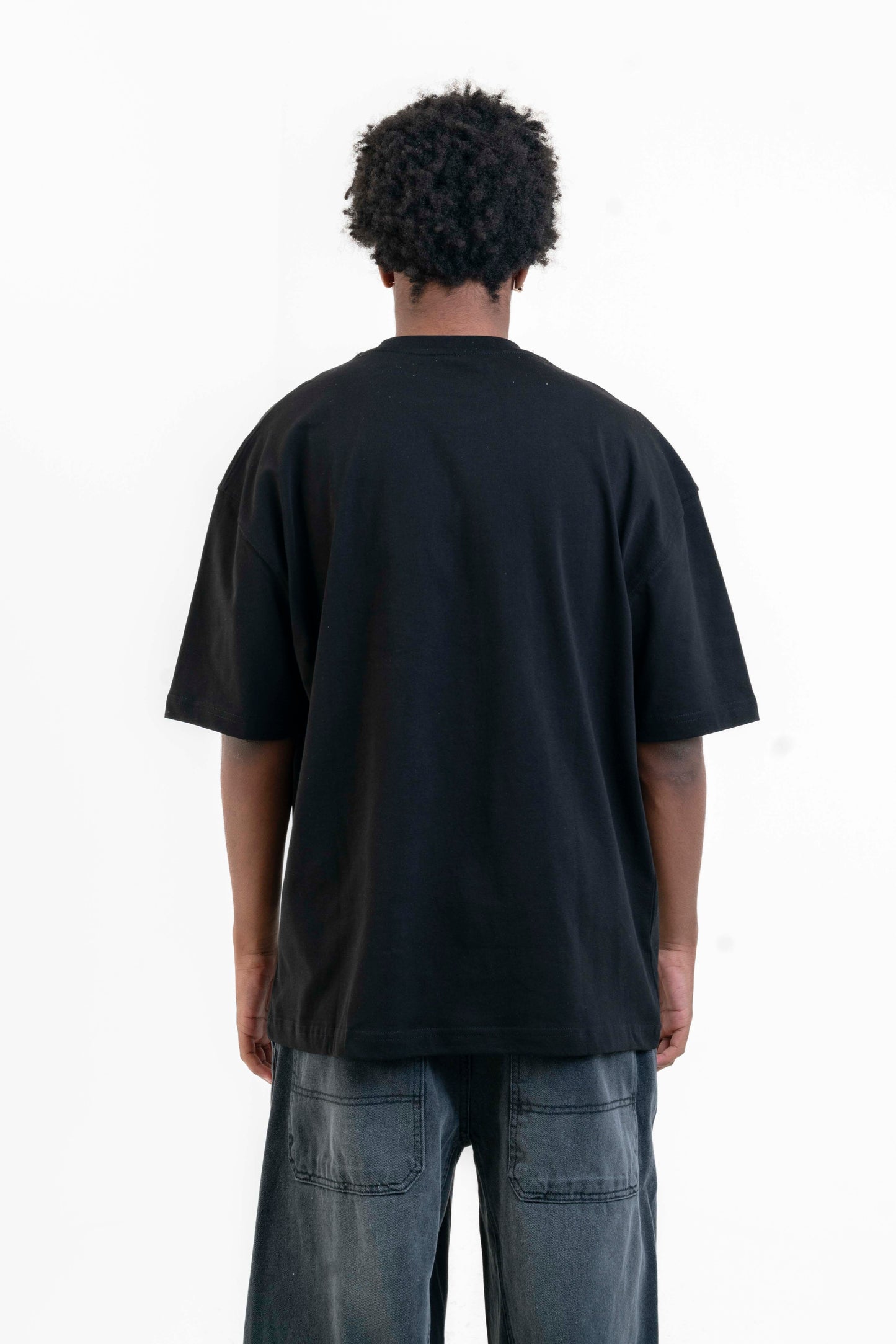 Retro Neon Oversize Tişört - Siyah