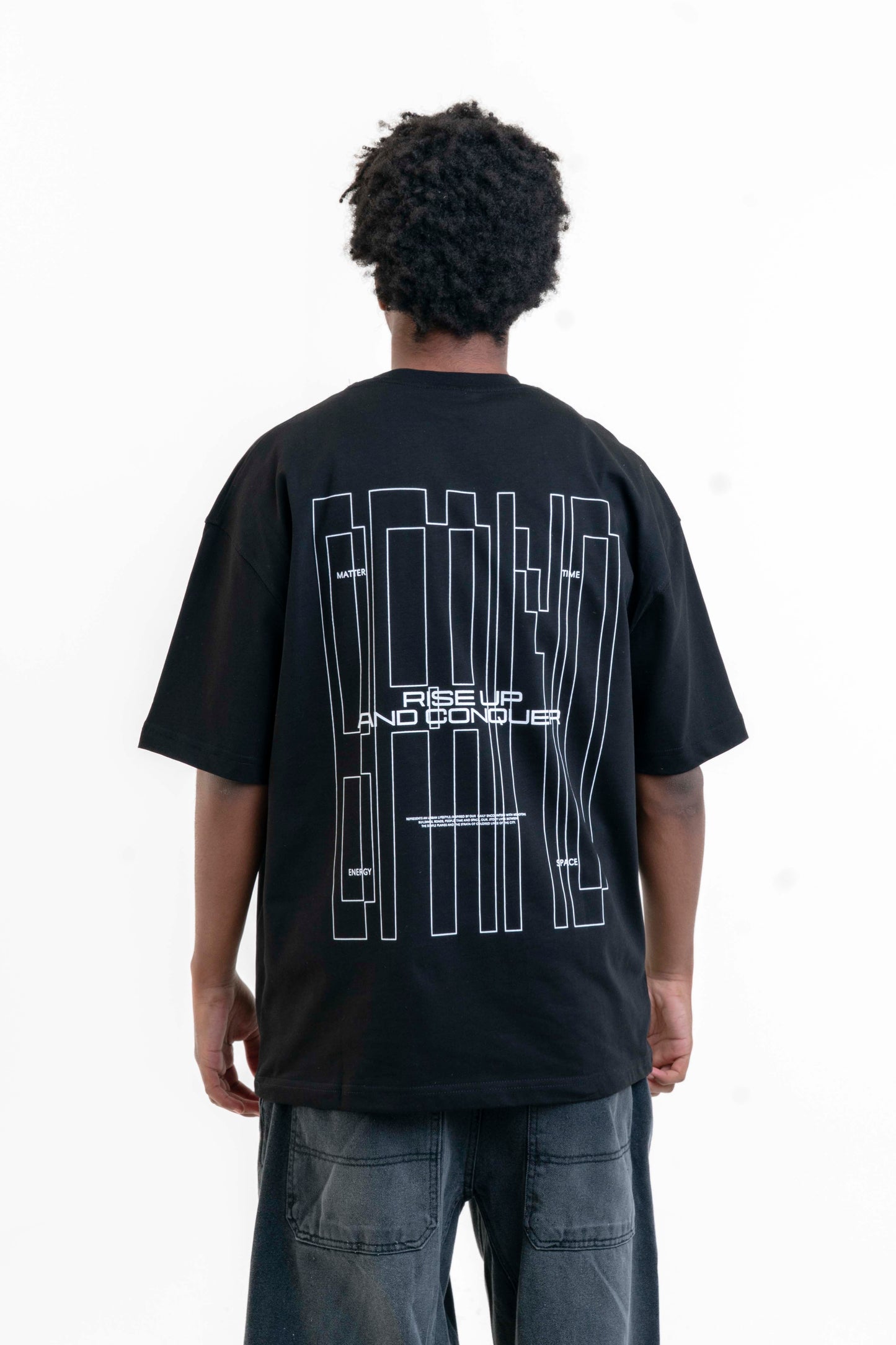 Conquer Rise Oversize Tişört - Siyah