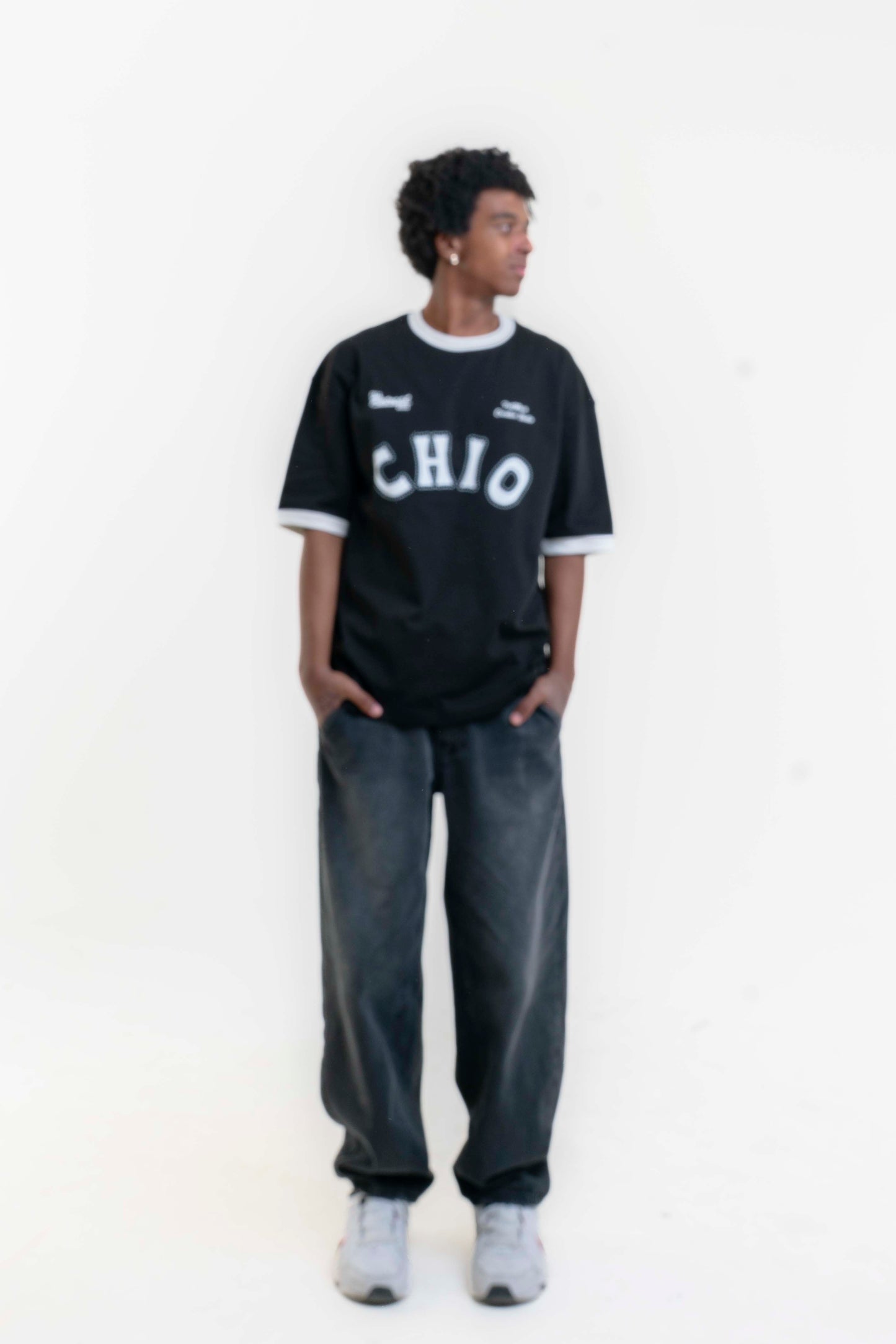 CHIO Baskılı Oversize T-shirt - Siyah/Beyaz