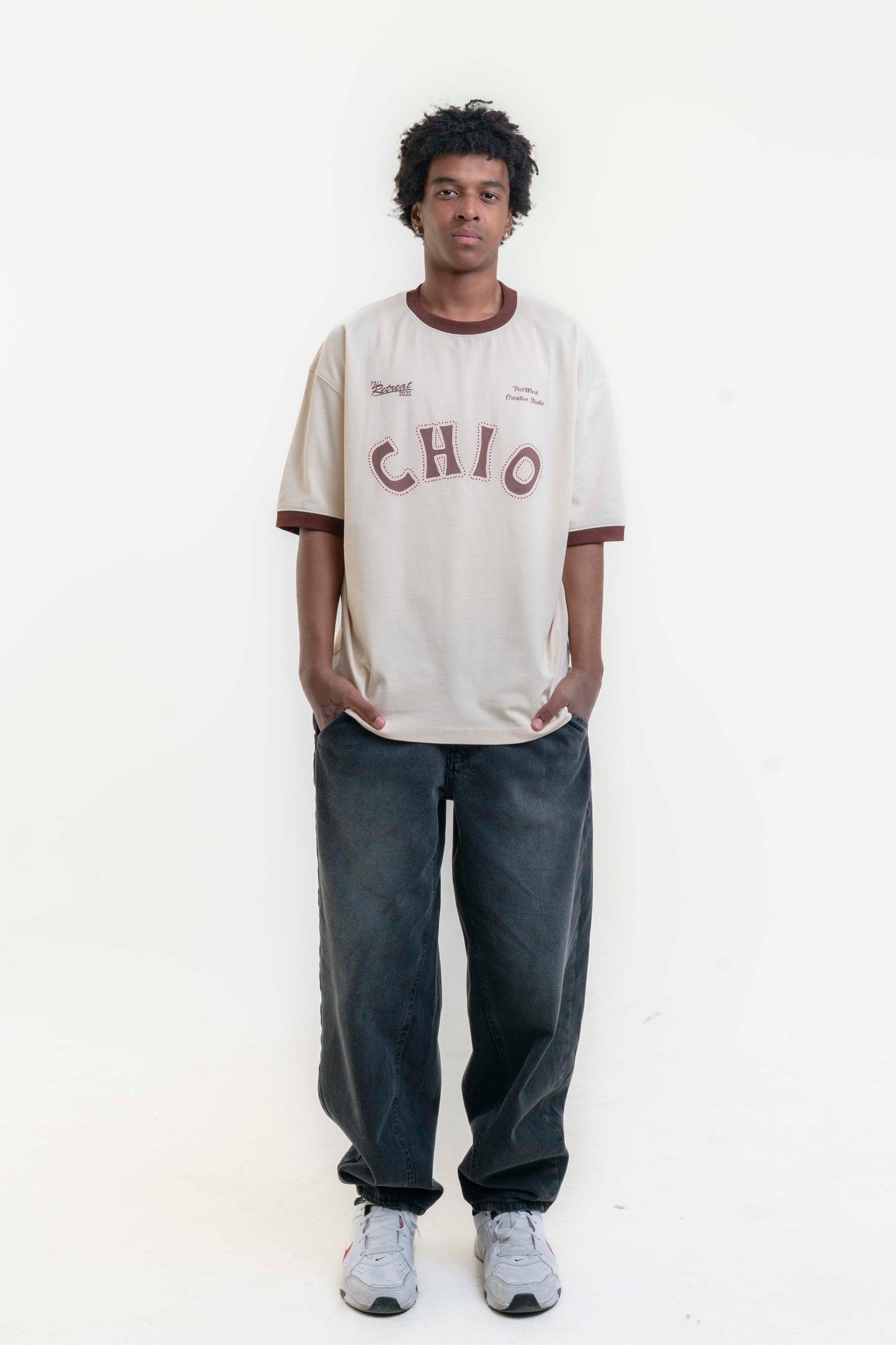 CHIO Oversize T-shirt - Ekru/Kahverengi