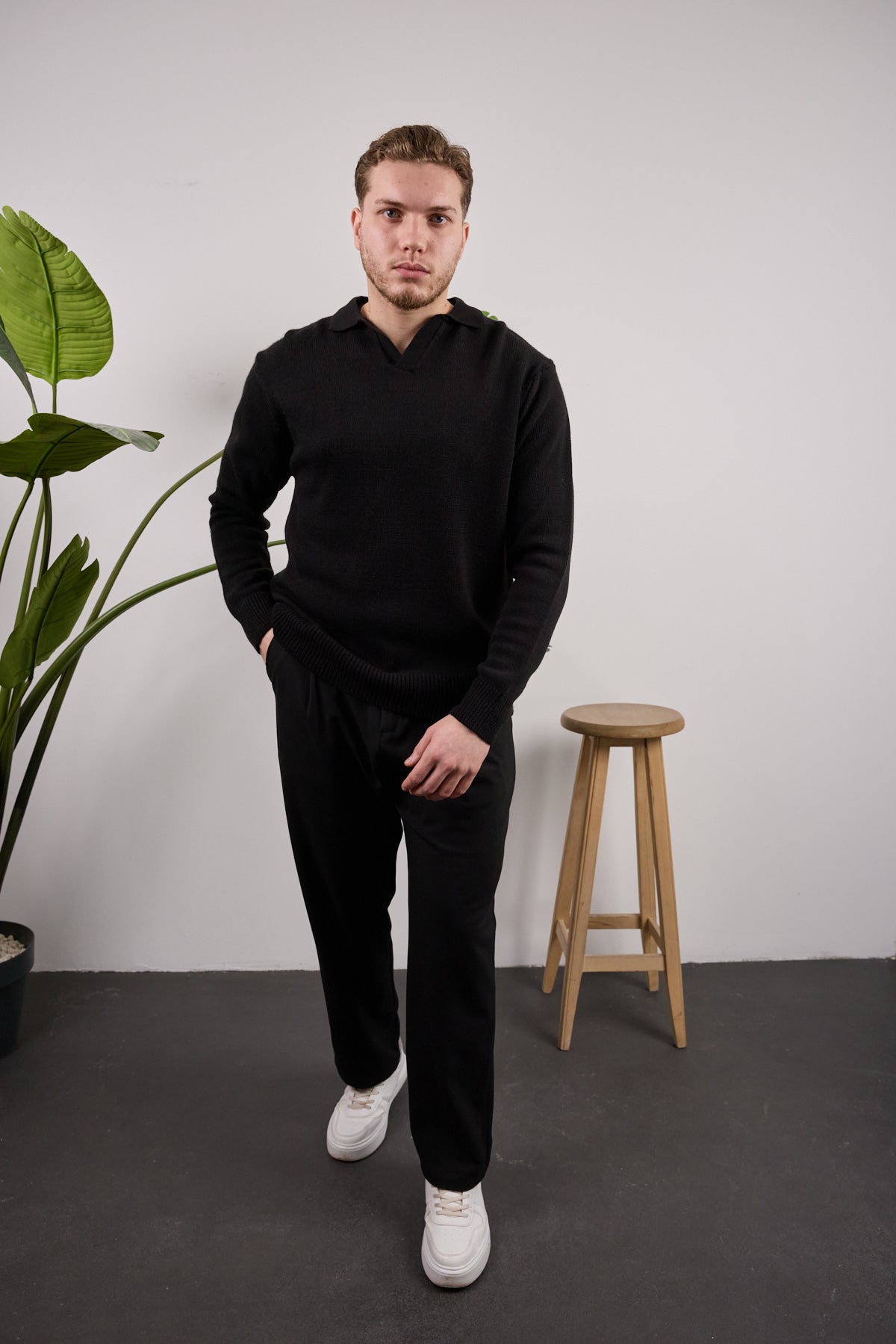 Polo Yaka Kazak Siyah