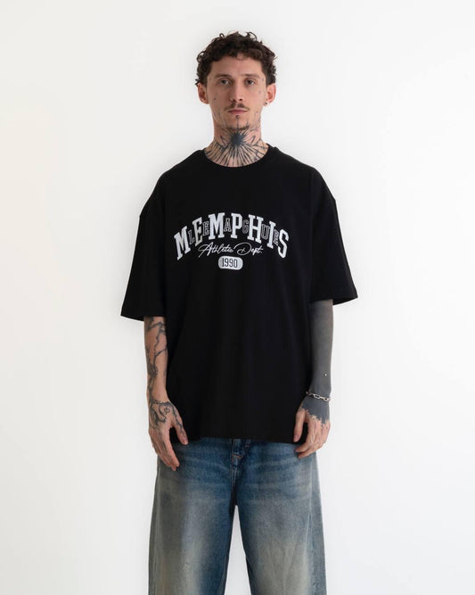 Memphis Baskılı Oversize T-shirt - Siyah