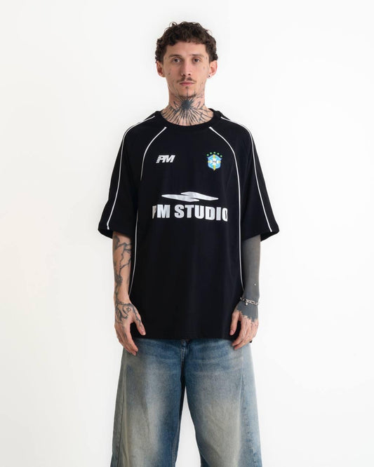 Pm Studio Baskılı Oversize T-shirt - Siyah