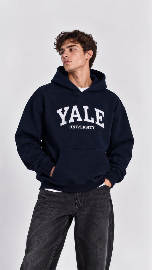 YALE BASKILI HOODİE 25K-082 LACİVERT