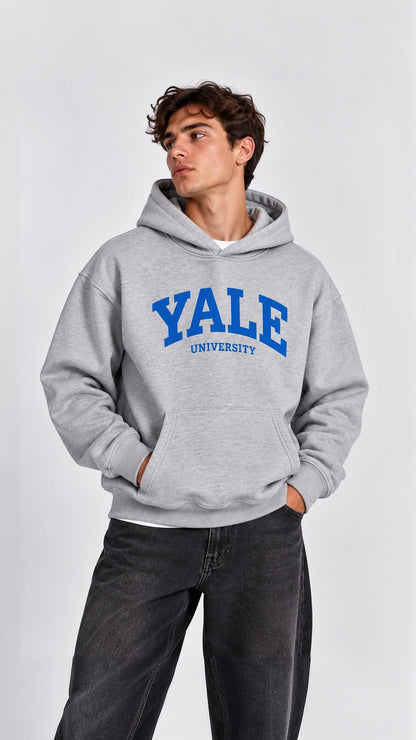 YALE BASKILI HOODİE 25K-082 GRİ