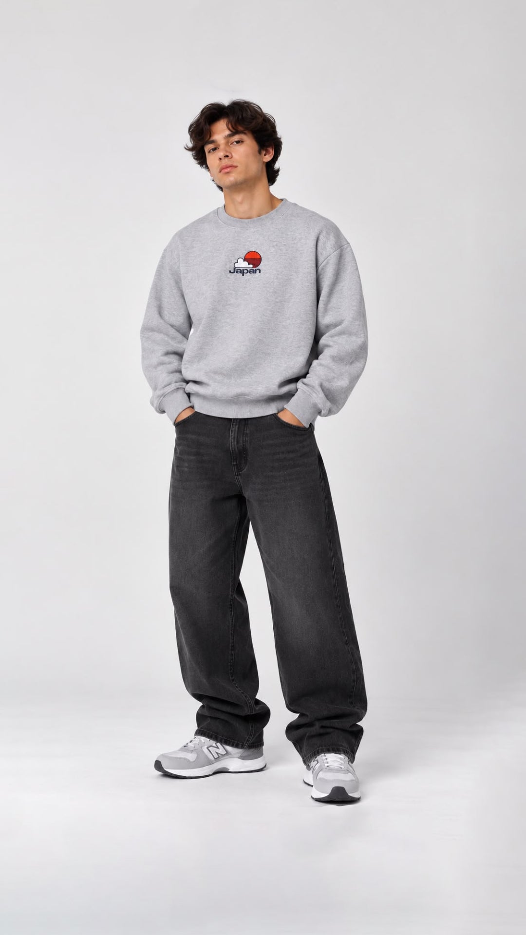 JAPAN NAKIŞ DETAYLI SWEAT 25K-058 GRİ