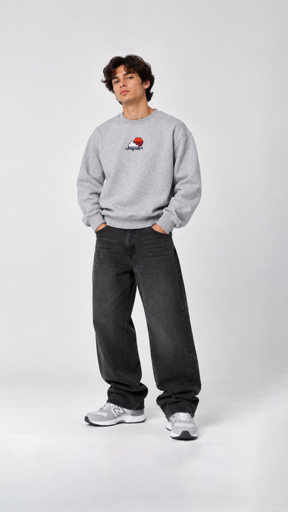 JAPAN NAKIŞ DETAYLI SWEAT 25K-058 GRİ