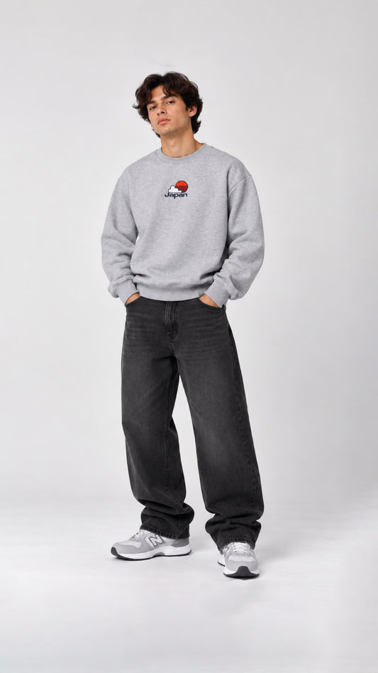 JAPAN NAKIŞ DETAYLI SWEAT 25K-058 GRİ