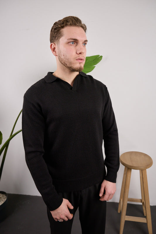 Polo Yaka Kazak Siyah