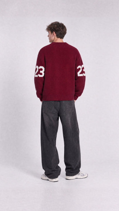 BORDO WESTERN DESENLİ TRİKO KAZAK 25K-036
