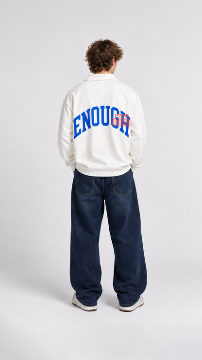 ENOUGH BASKILI POLO YAKA SWEAT 25K-066 BEYAZ