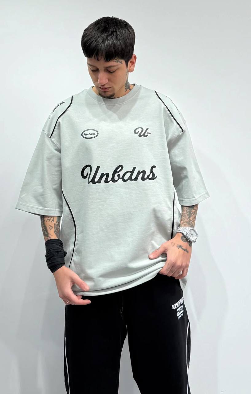 Unbdns Baskılı Oversize T-shirt - Gri