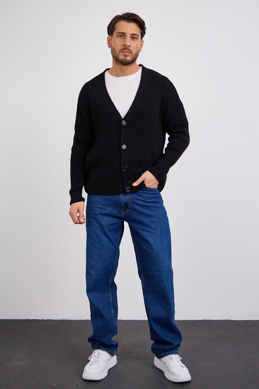 Düğmeli Hırka Siyah