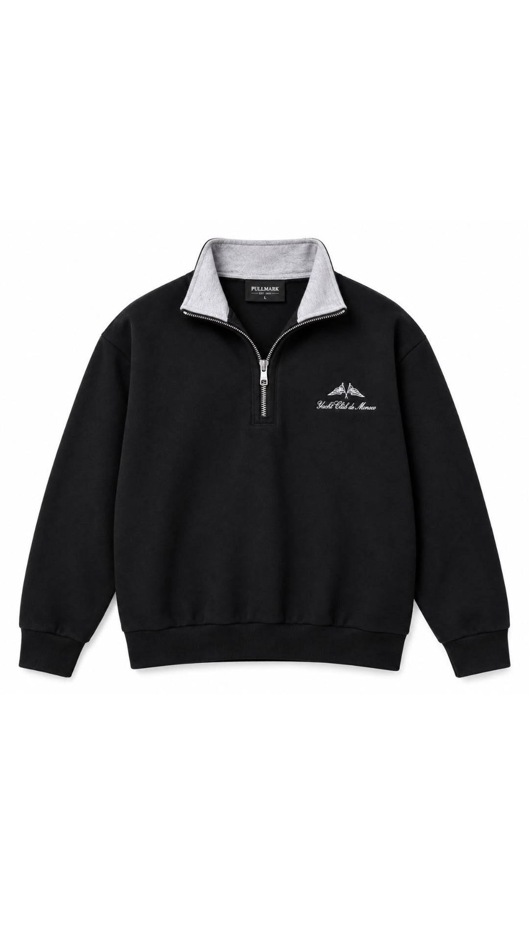 NAKIŞ DETAYLI YARIM FERMUARLI SWEAT 25K-095 SİYAH