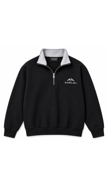 NAKIŞ DETAYLI YARIM FERMUARLI SWEAT 25K-095 SİYAH