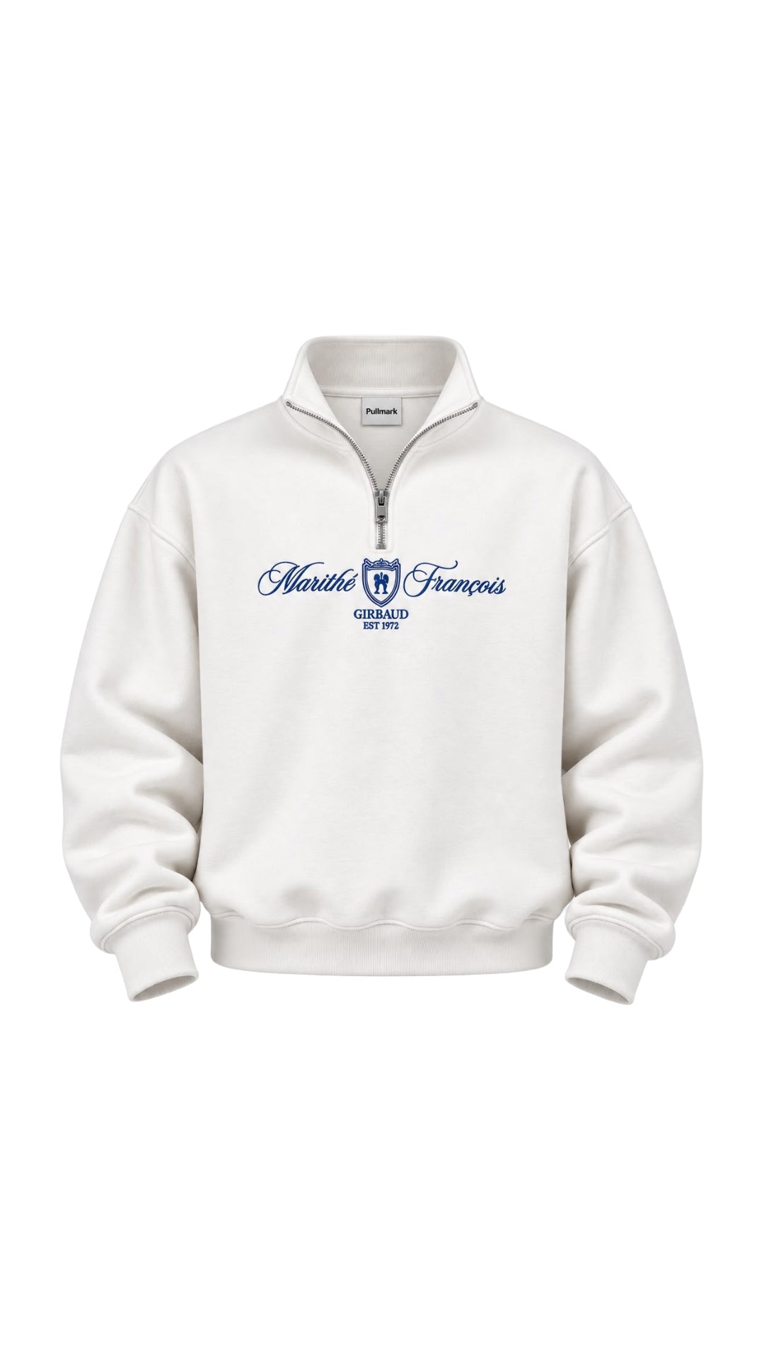 BASKI DETAYLI YARIM FERMUARLI SWEAT 25K-079 BEYAZ