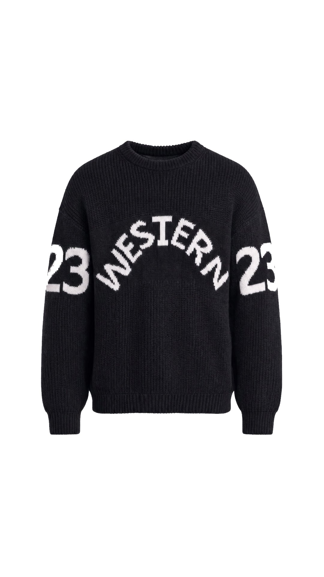 SİYAH WESTERN DESENLİ TRİKO KAZAK 25K-036