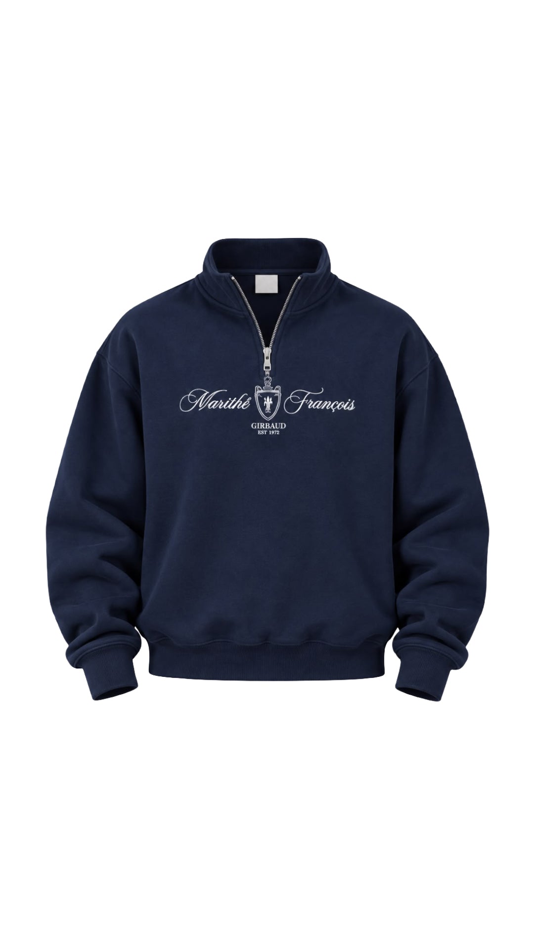 BASKI DETAYLI YARIM FERMUARLI SWEAT 25K-079 LACİVERT