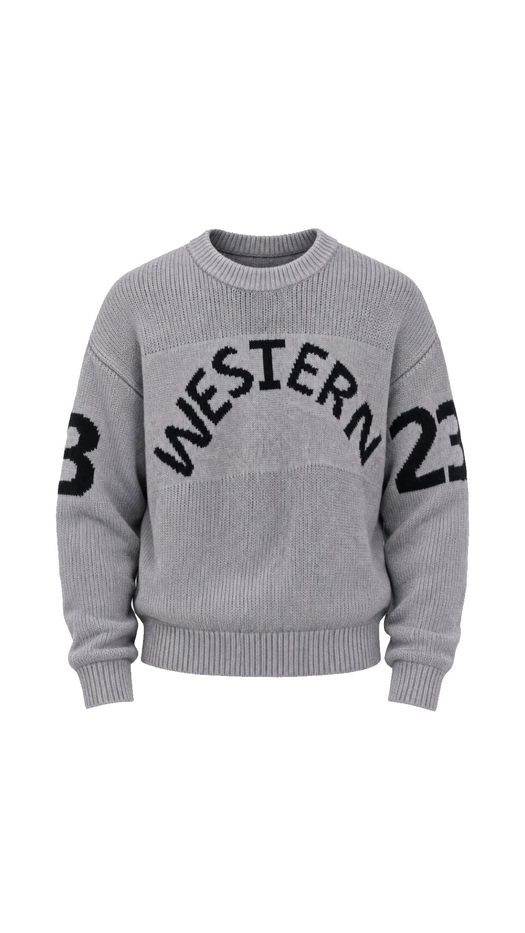 GRİ WESTERN DESENLİ TRİKO KAZAK 25K-036