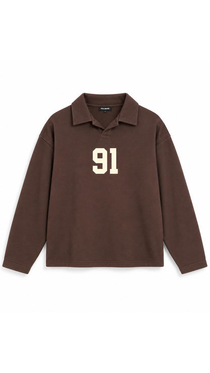 ENOUGH BASKILI POLO YAKA SWEAT 25K-066 KAHVE