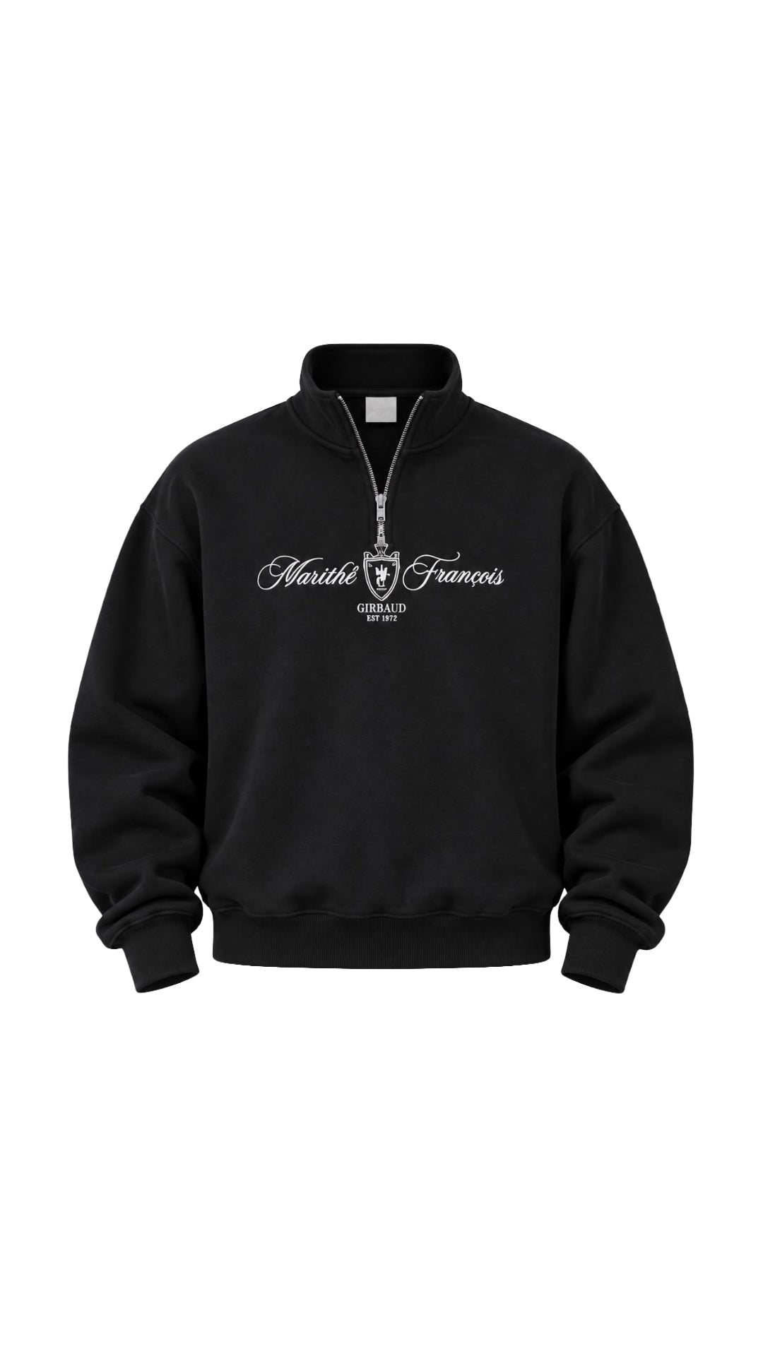 BASKI DETAYLI YARIM FERMUARLI SWEAT 25K-079 SİYAH