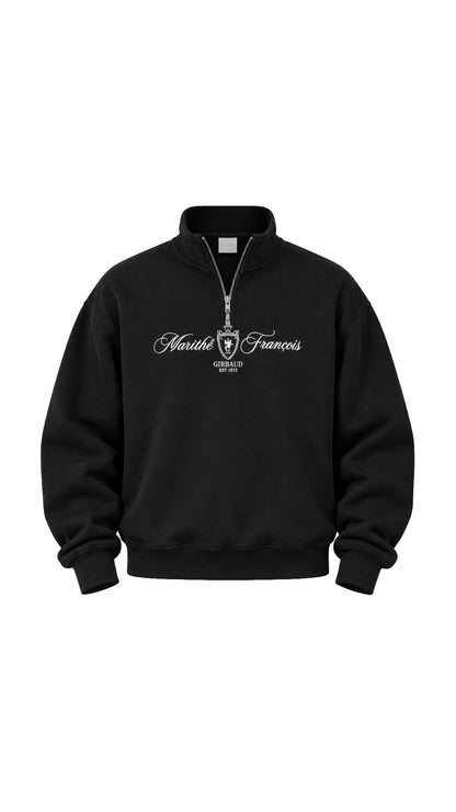 BASKI DETAYLI YARIM FERMUARLI SWEAT 25K-079 SİYAH