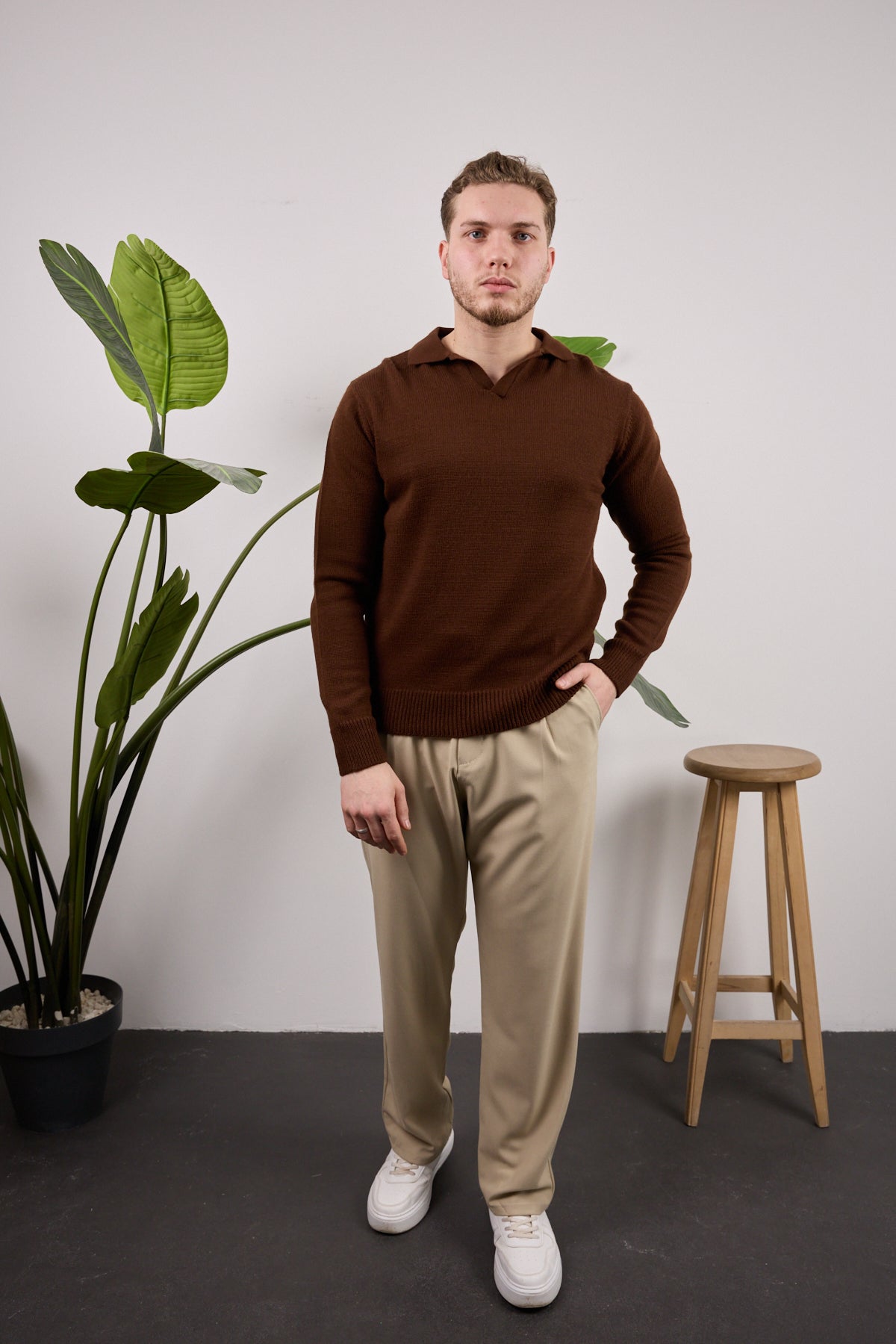 Polo Yaka Kazak Kahverengi