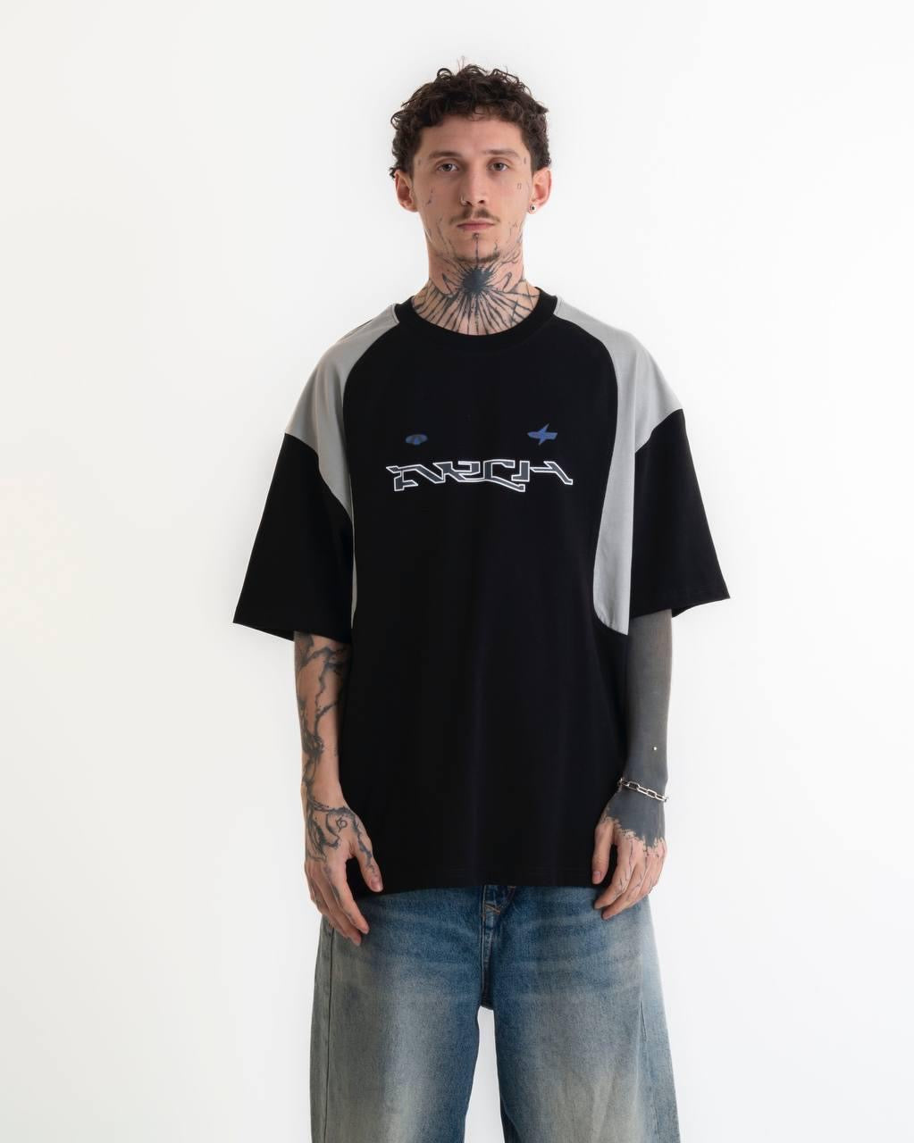 Arch Baskılı Oversize T-shirt - Siyah