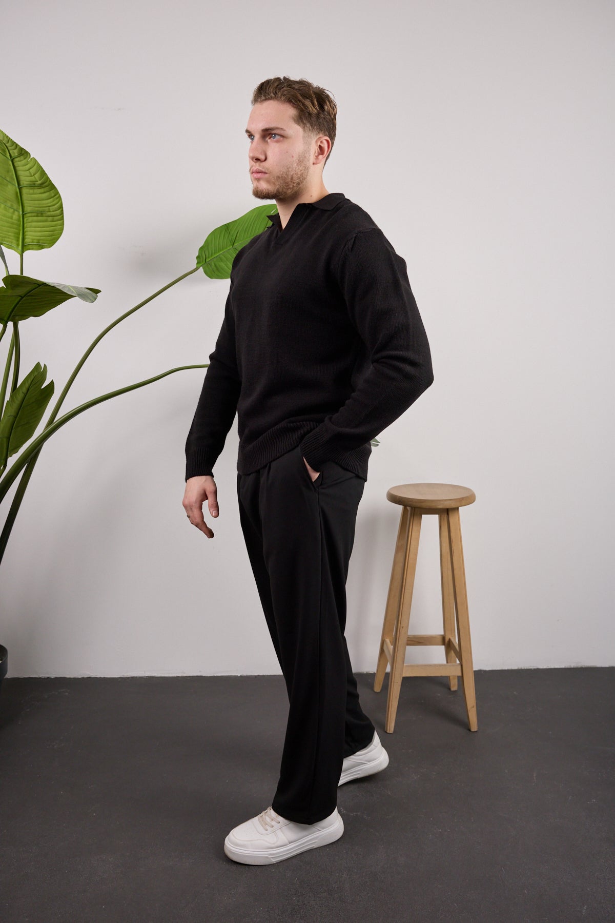 Polo Yaka Kazak Siyah