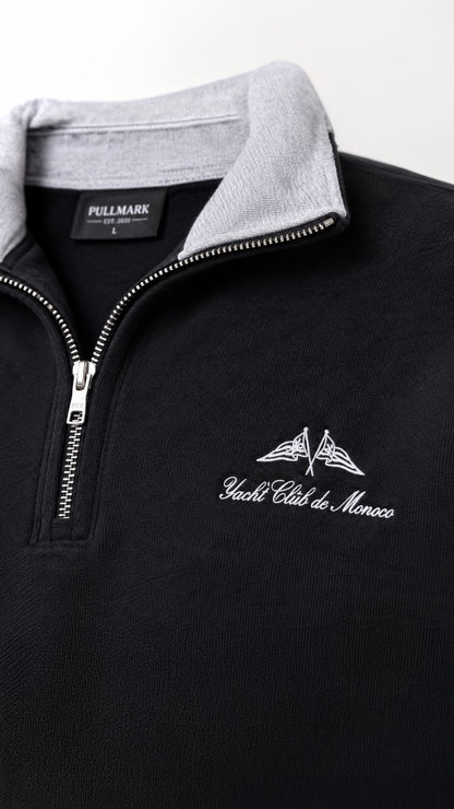 NAKIŞ DETAYLI YARIM FERMUARLI SWEAT 25K-095 SİYAH