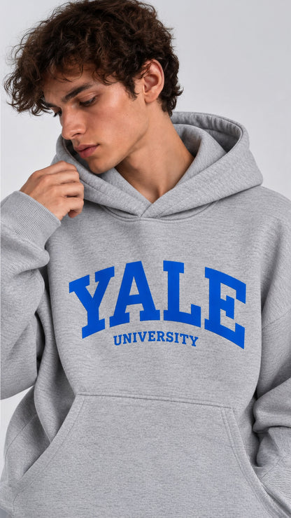 YALE BASKILI HOODİE 25K-082 GRİ