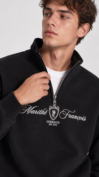 BASKI DETAYLI YARIM FERMUARLI SWEAT 25K-079 SİYAH
