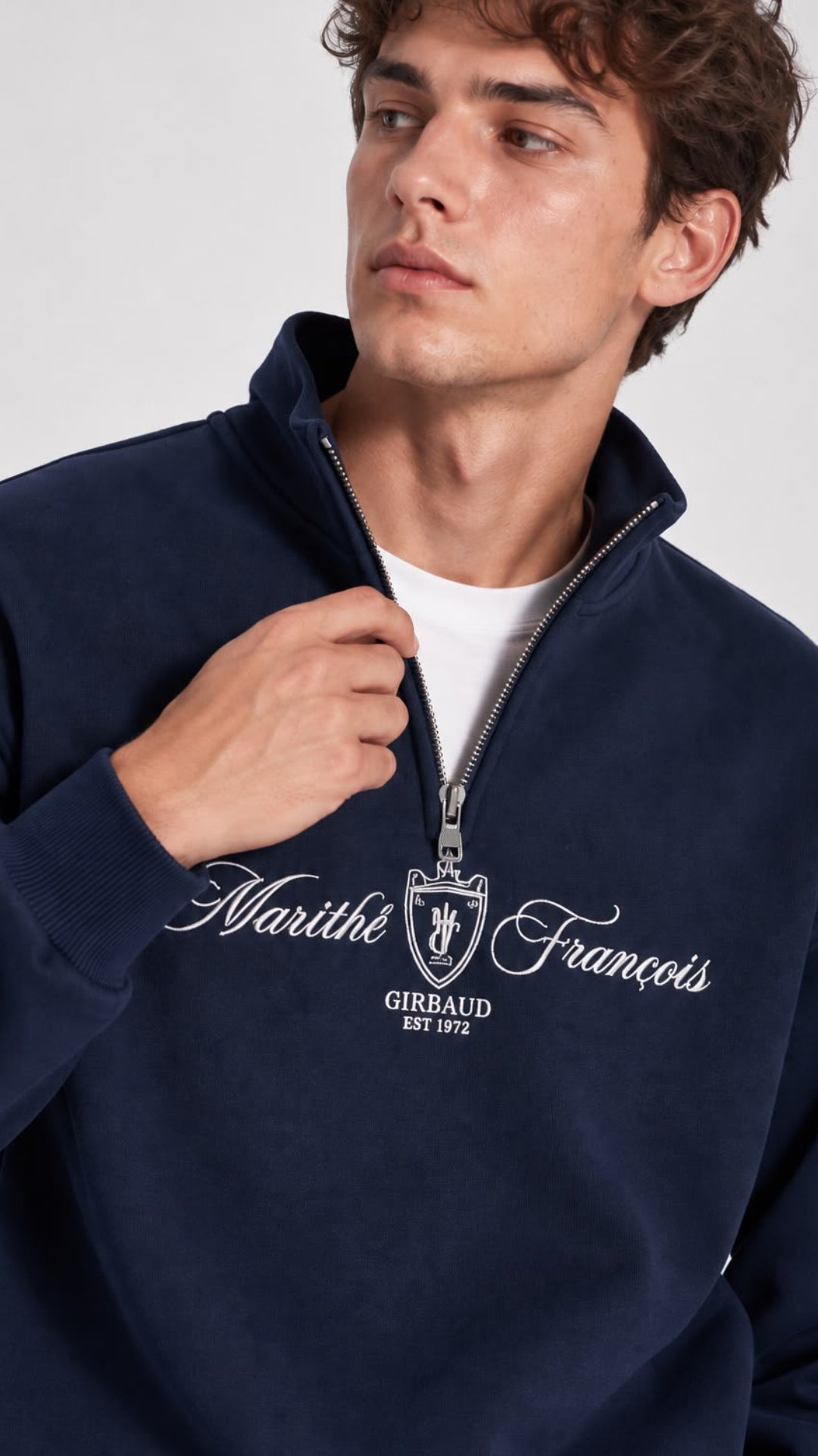 BASKI DETAYLI YARIM FERMUARLI SWEAT 25K-079 LACİVERT