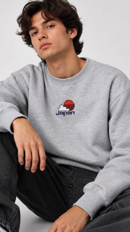JAPAN NAKIŞ DETAYLI SWEAT 25K-058 GRİ