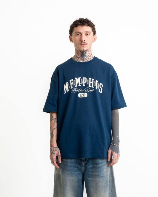 Memphis Baskılı Oversize T-shirt - Lacivert