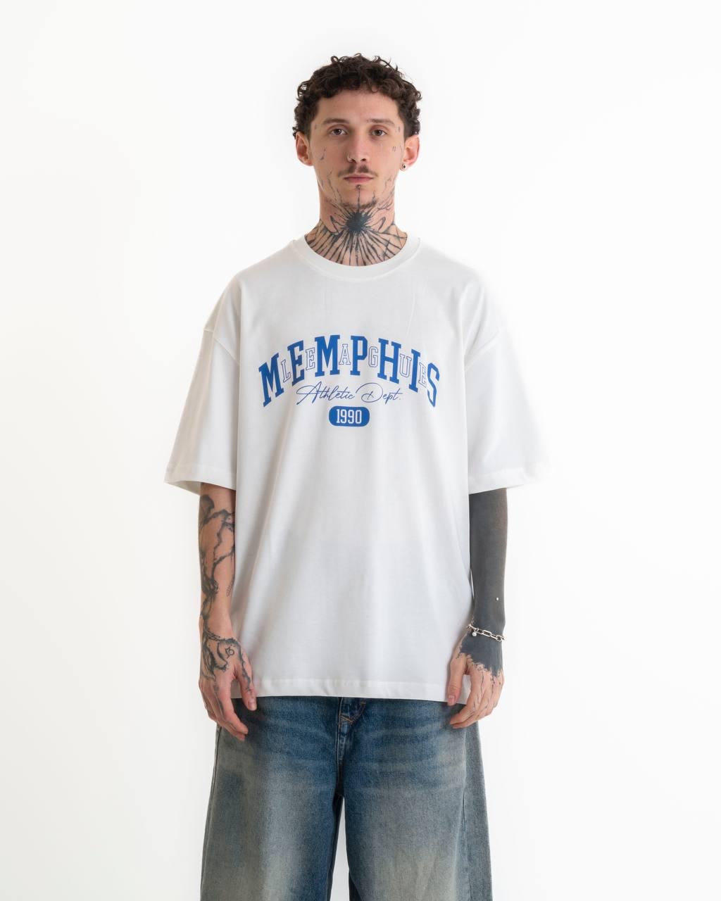 Memphis Baskılı Oversize T-shirt - Beyaz