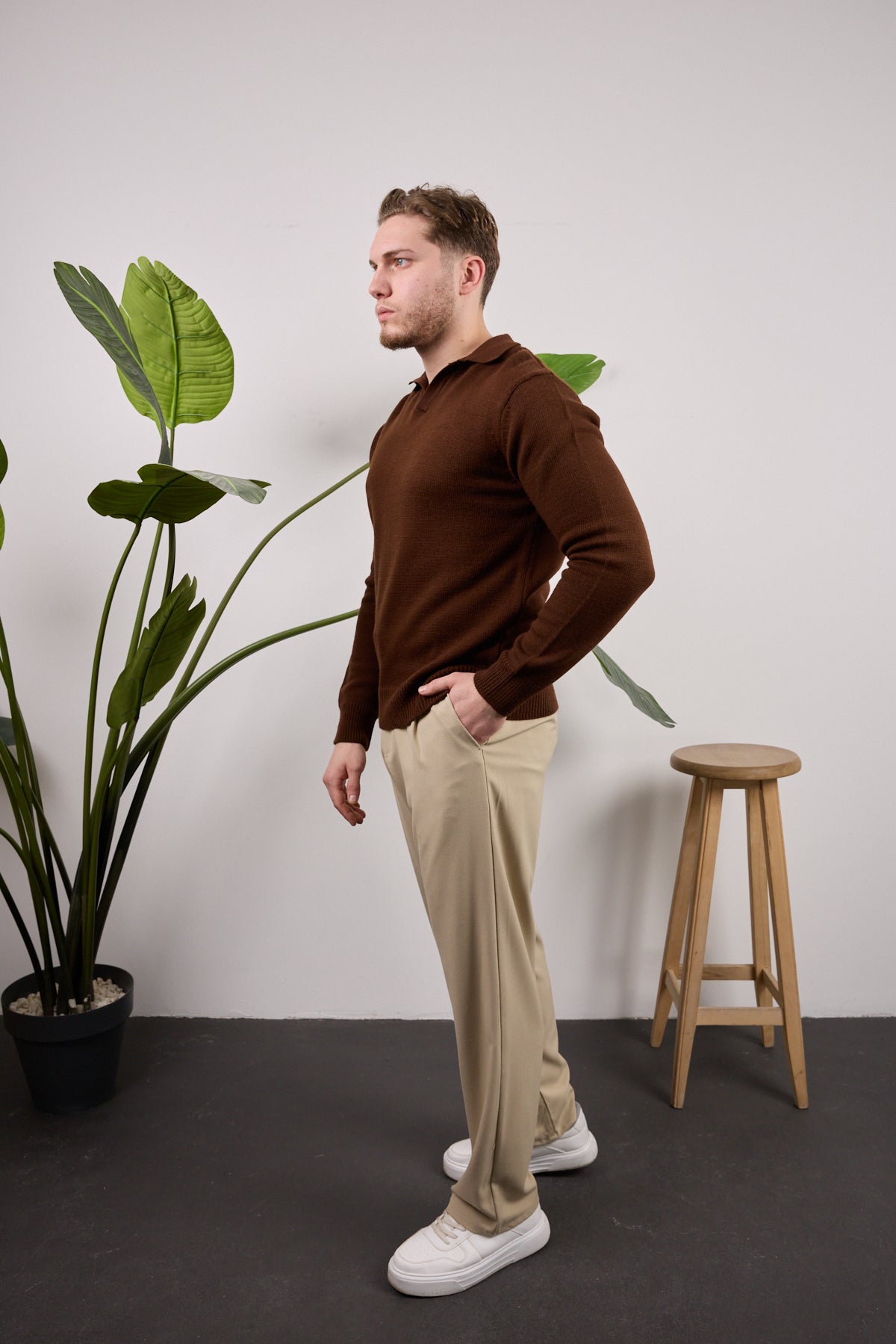 Polo Yaka Kazak Kahverengi