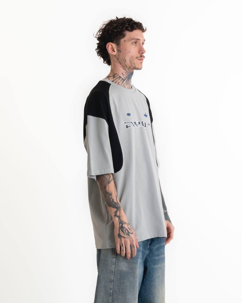 Arch Baskılı Oversize T-shirt - Gri