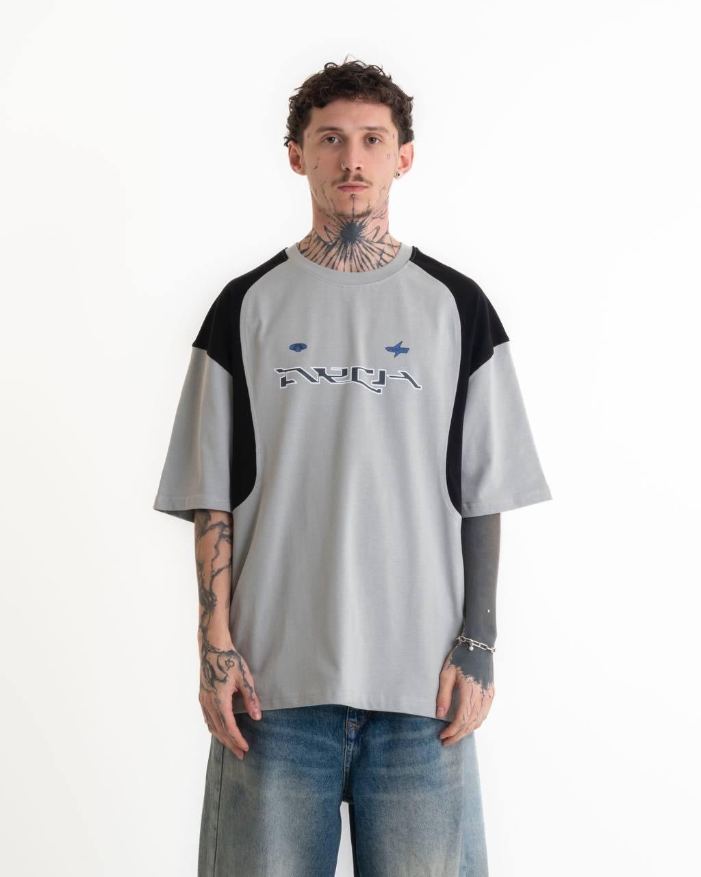 Arch Baskılı Oversize T-shirt - Gri
