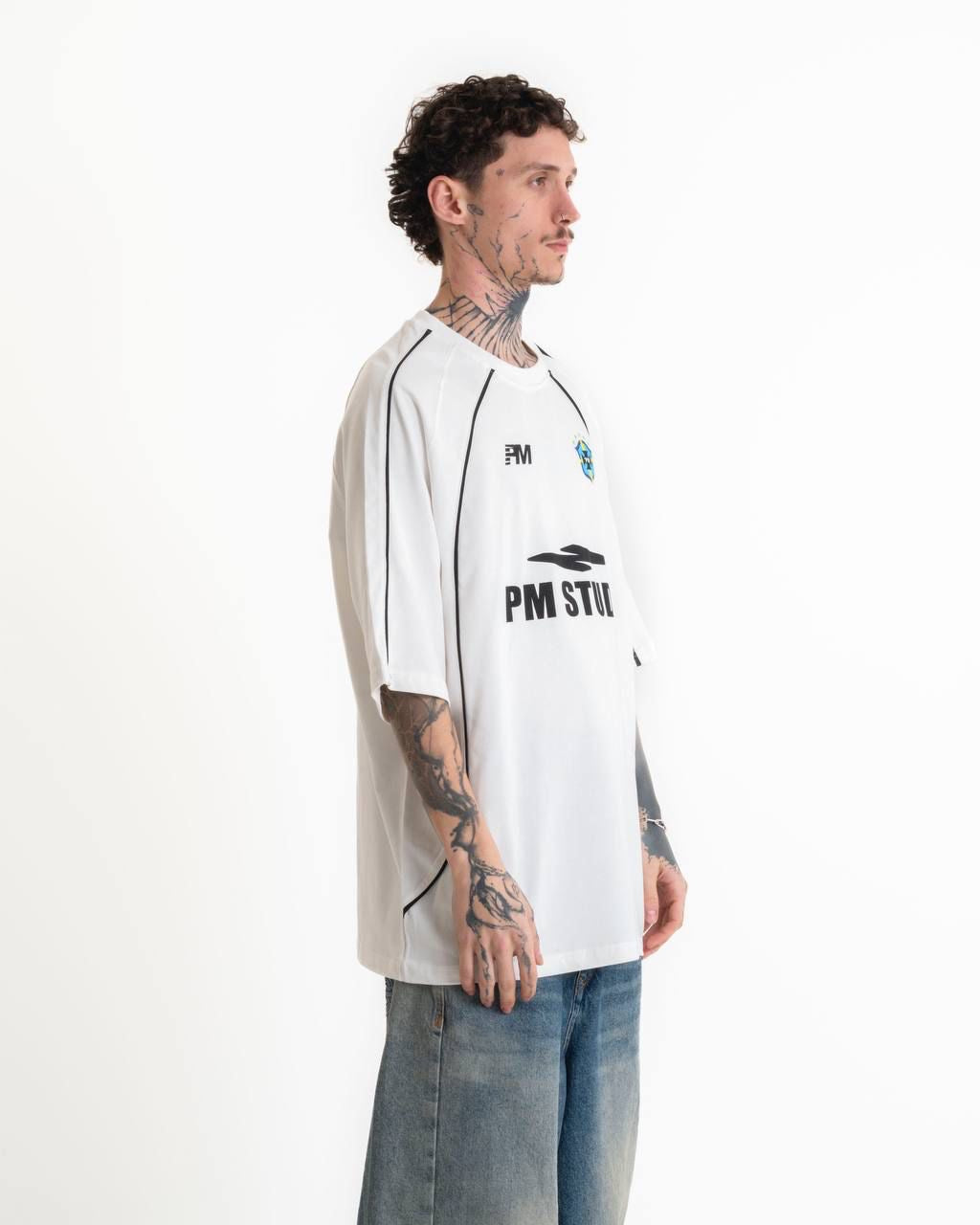 Pm Studio Baskılı Oversize T-shirt - Beyaz