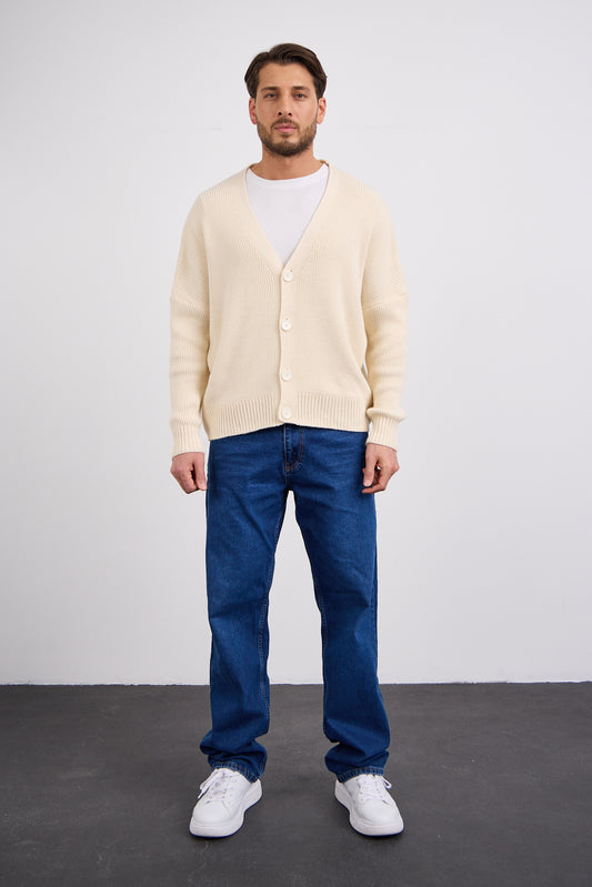 Düğmeli Hırka Krem