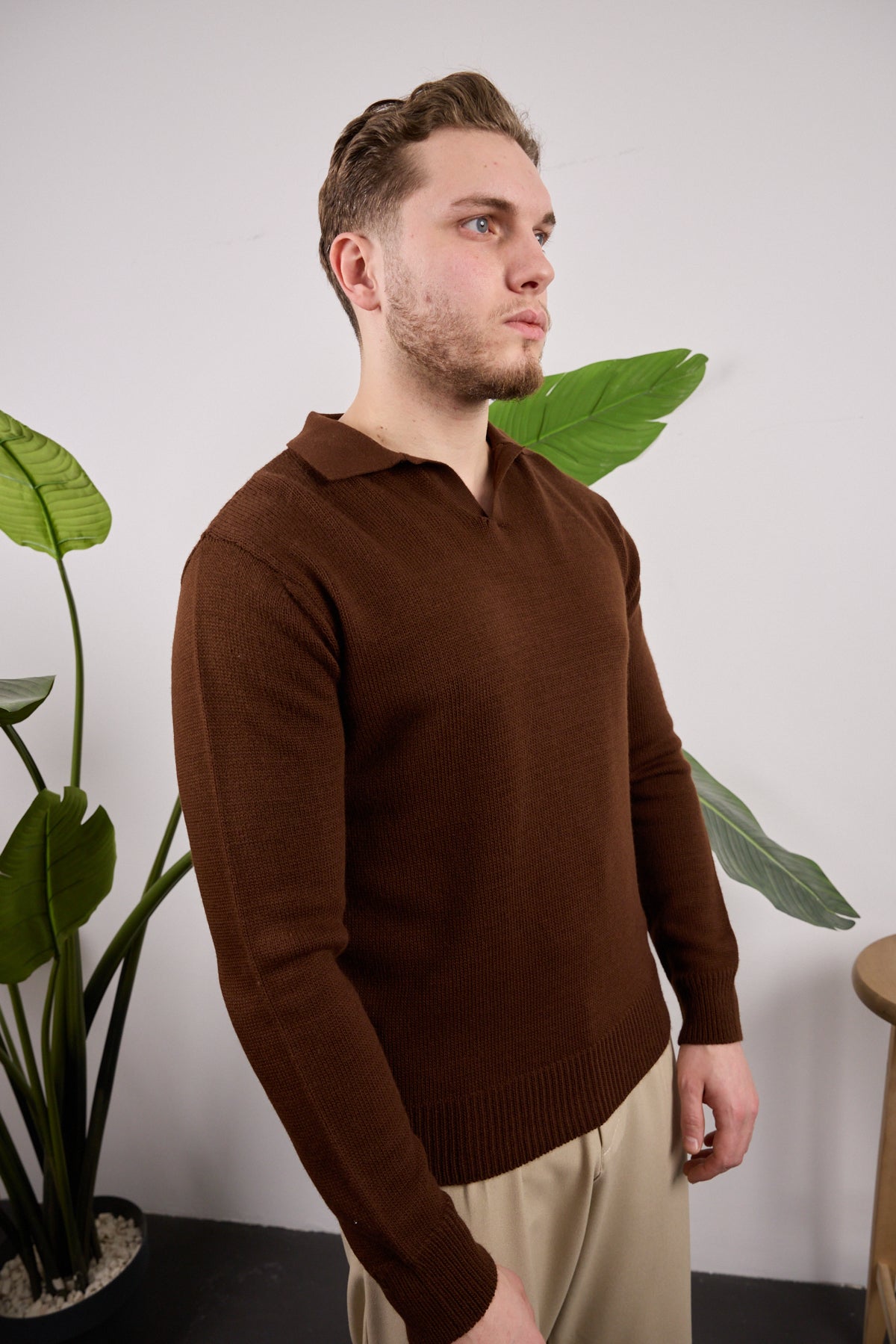 Polo Yaka Kazak Kahverengi