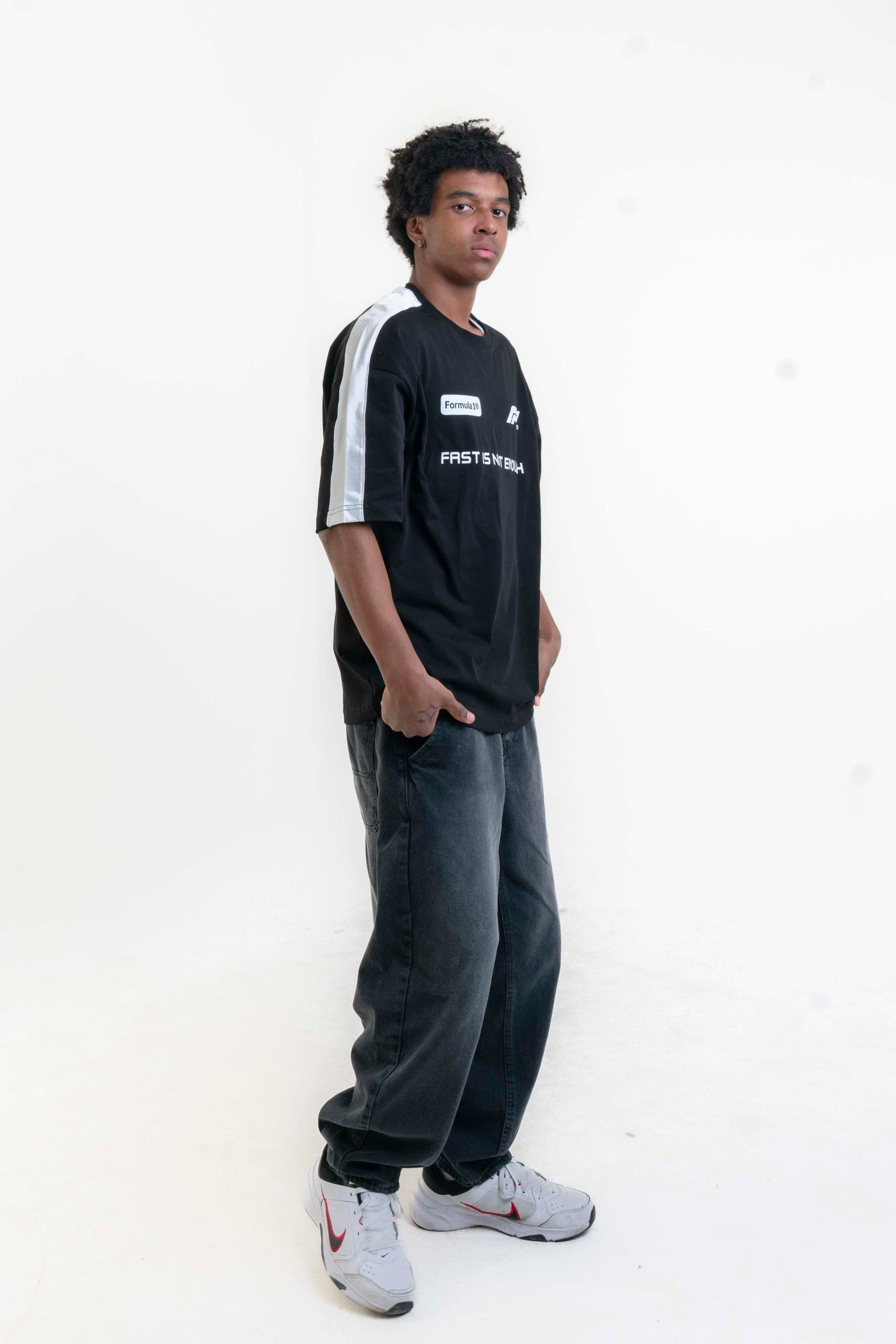 Formula Oversize Tişört - Siyah