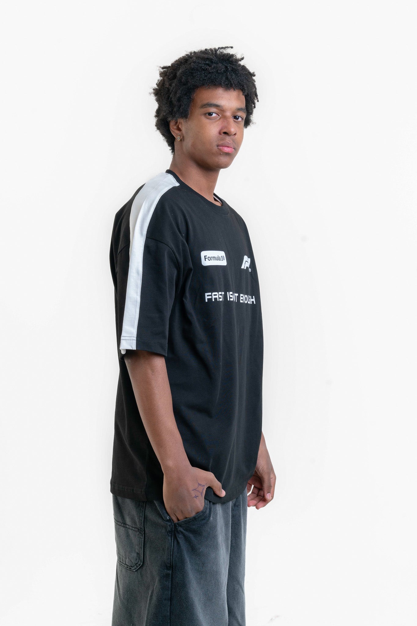 Formula Oversize Tişört - Siyah