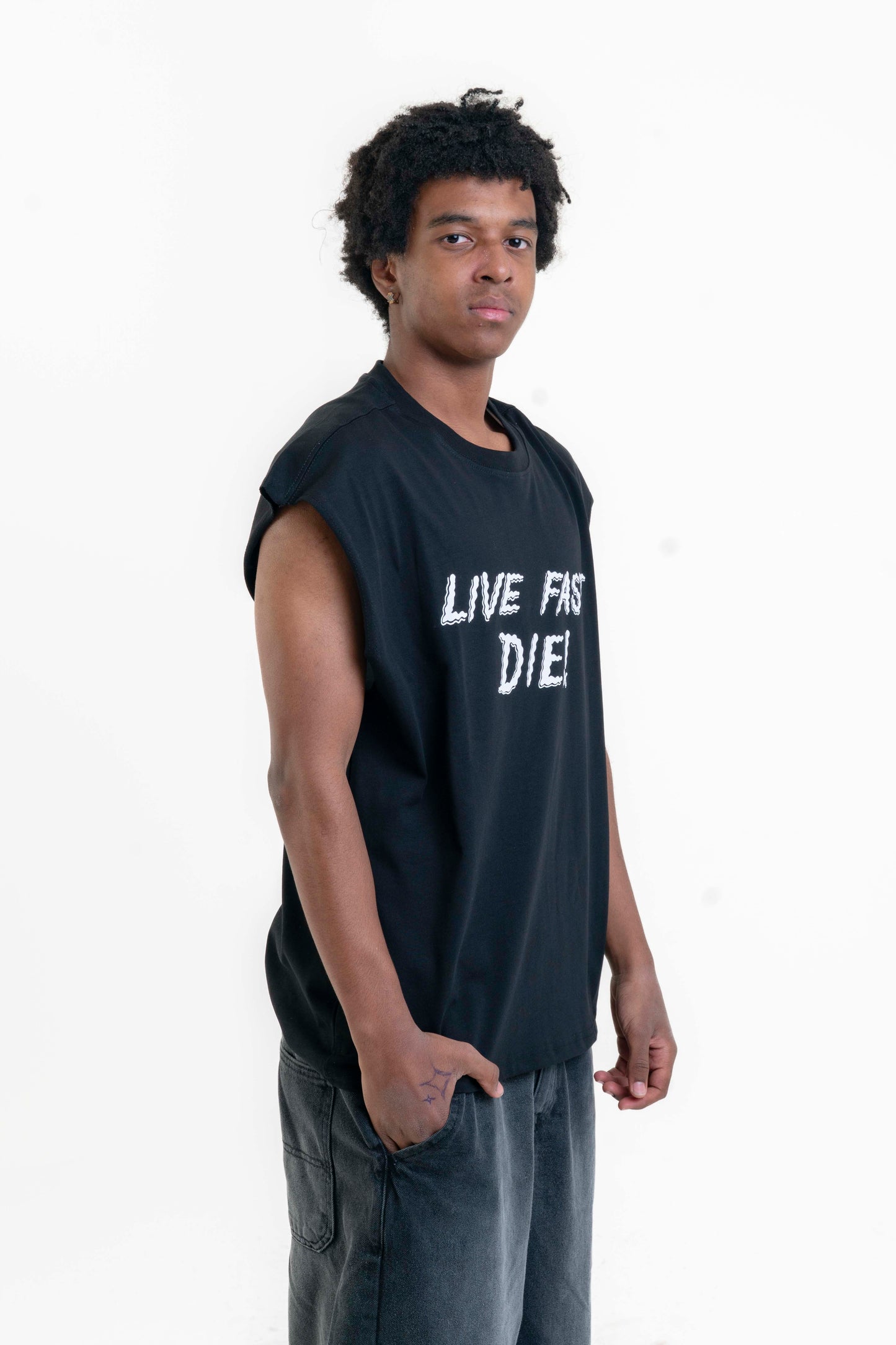 Live Fast Die Kolsuz T-Shirt - Siyah