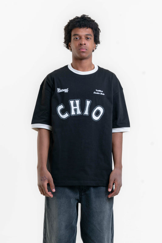CHIO Baskılı Oversize T-shirt - Siyah/Beyaz