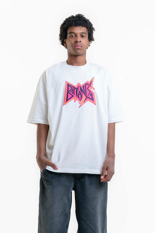 Ratfang Nakış Detaylı Oversize T-shirt - Beyaz
