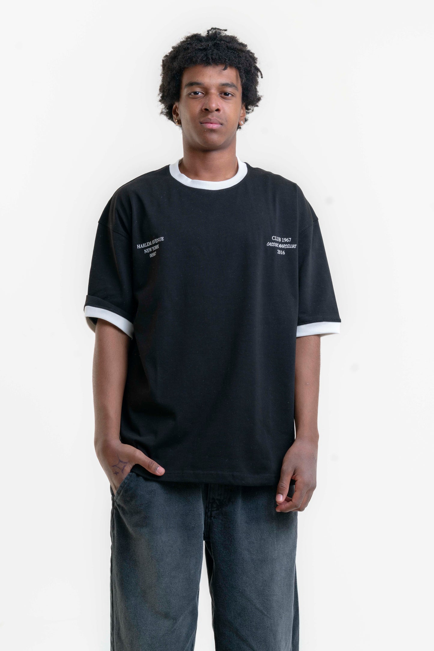 Harlem Street Oversize T-shirt - Siyah/Beyaz