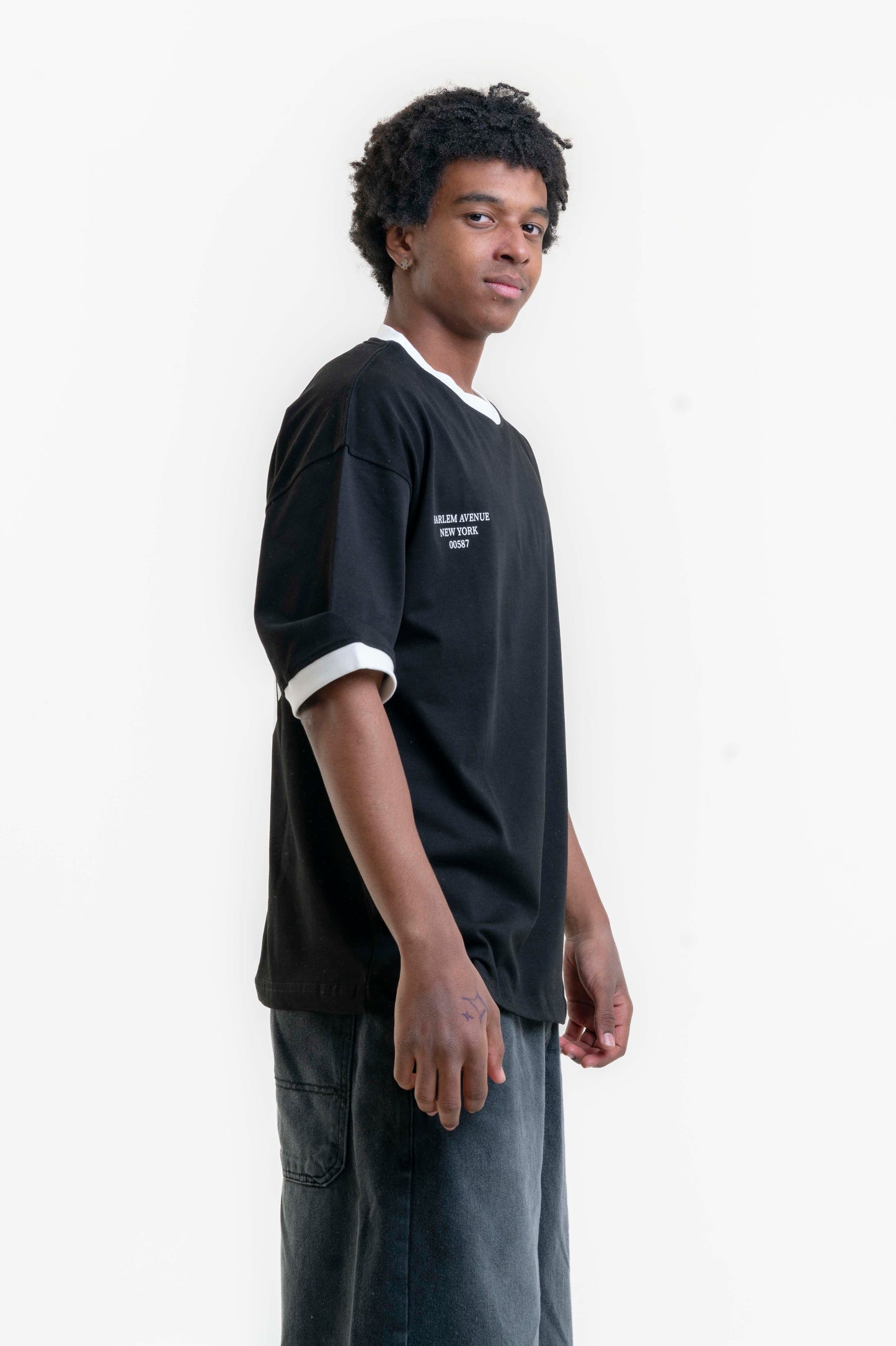 Harlem Street Oversize T-shirt - Siyah/Beyaz