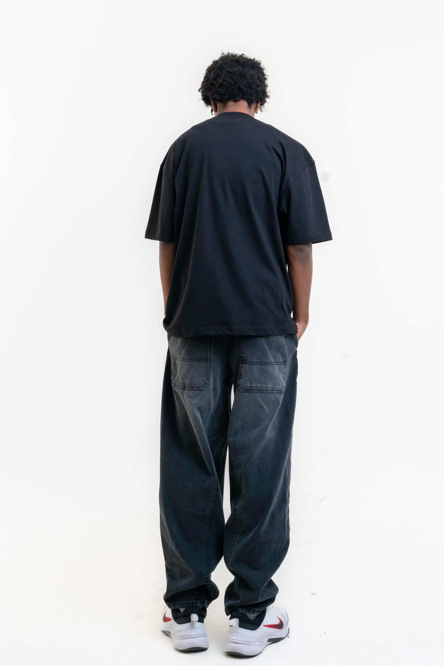 Deadlock Taş Detaylı Oversize T-shirt - Siyah/Mavi